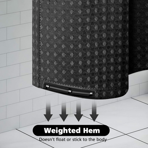 Cortina De Baño De Tela Para Ducha Impermeable 1.8m+ganchos Negro