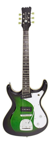 Guitarra eléctrica Eastwood Sidejack Series Sidejack DLX de tilo green burst con diapasón de palo de rosa