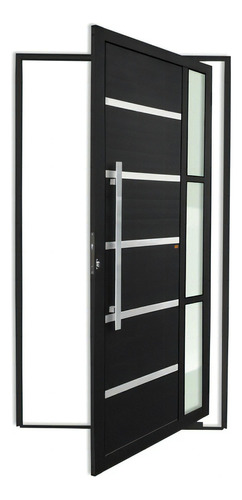 Puerta de aluminio de lujo de 2,10 X 1,10, color negro