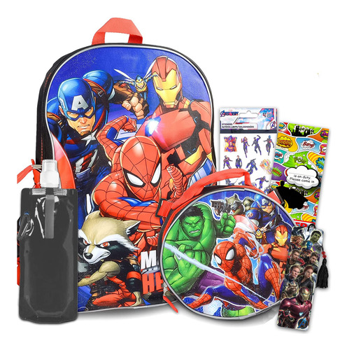 Mochila De Avengers Con Lonchera - Paquete Con 16 En La Moch