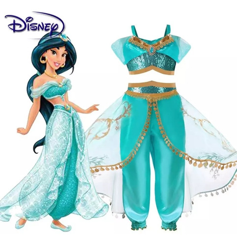 Vestido Fantasia Jasmine Princesa Disney Tam 10 | Parcelamento sem juros