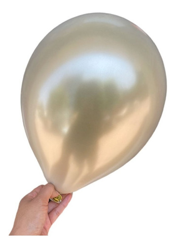 50 Globo Champagne 9  Metálico Perla Latex 25cm Decoración