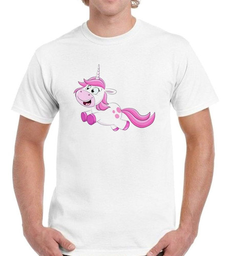 Remera De Hombre Unicornio Saltando Feliz