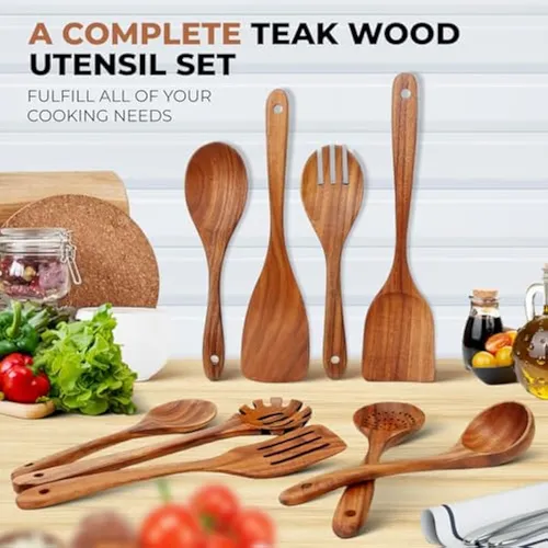 Juego De Utensilios De Cocina De Madera De 9