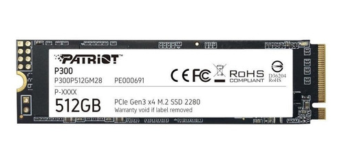 Ssd M2 Nvme Patriot P300 512gb Leit 2100mbps Grav 1700mbps