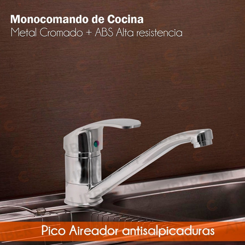 Canilla Griferia Monocomando Cocina Mesada Pico Largo Oferta