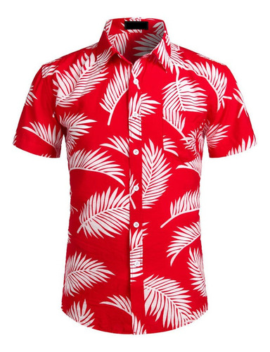 Playera Hawaiana Tropical Para Hombre Verano Playa Hawái