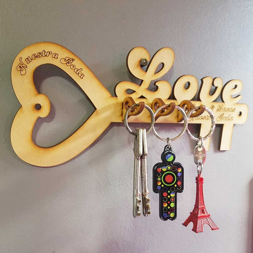 Imagen 4 de 4 de 60 Porta Llaves Personalizado Casamiento Souvenir Fibrofacil