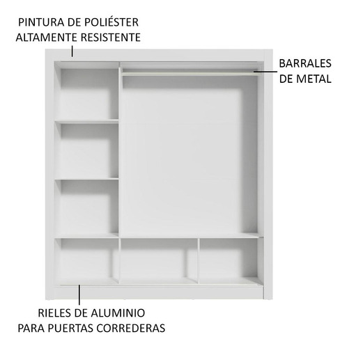 Ropero Closet Madesa Monaco 3 Puertas 2 Espejos B/m