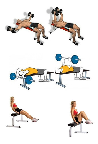 Imagen 6 de 9 de Banco Plano Acolchado Super Reforzado Pecho Gimnasia Pesas