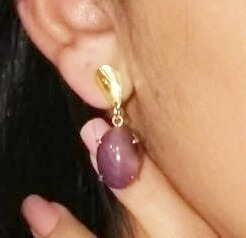 Brinco Dourado De Pedra Ametista Roxo-2018003