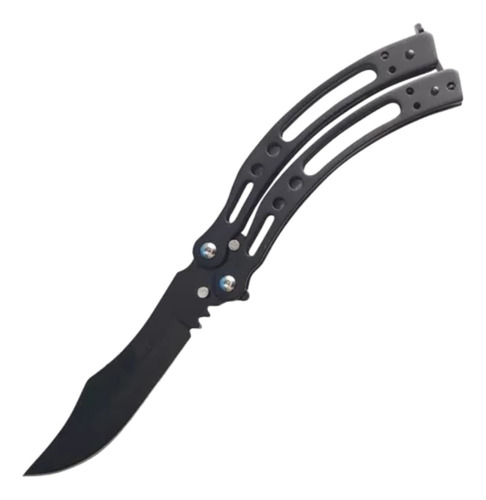 Navaja Mariposa Csgo Curva Balisong Black Táctica Negra