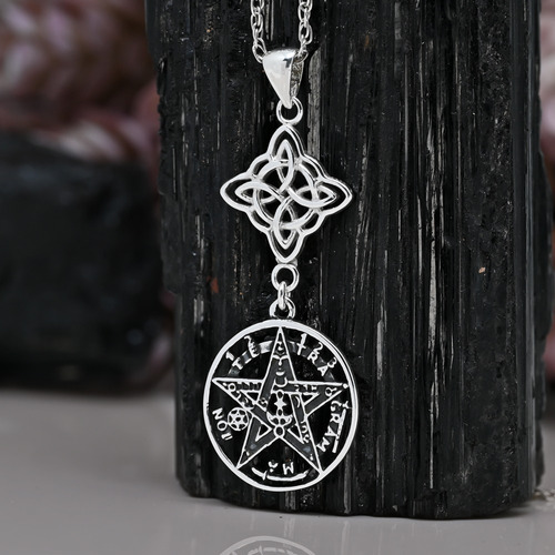 Colgante Nudo De Bruja Original Y Tetragrammaton. Plata 950