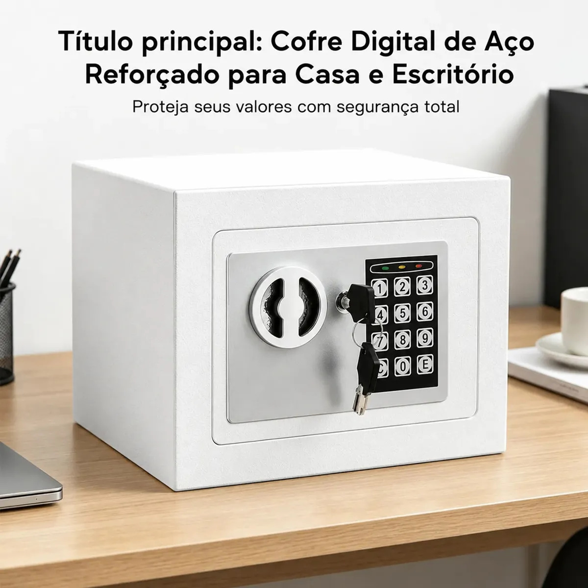 Cofre Digital Eletrônico Senha Chave Segurança 23cm Cinza