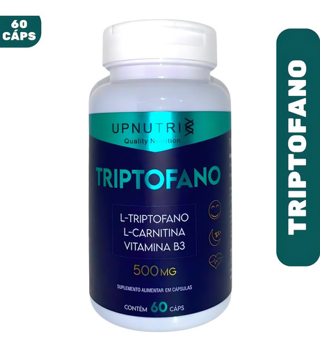 Triptofano 500mg C/ L-carnitina E Vitamina B3 - 60 Cápsulas Sabor Sem Sabor
