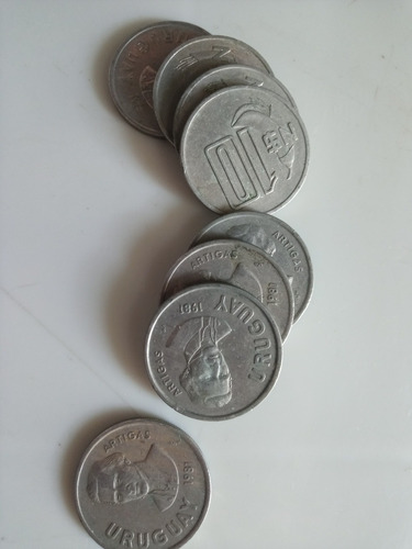 8 Monedas Uruguay 10 Nuevos Pesos 1981