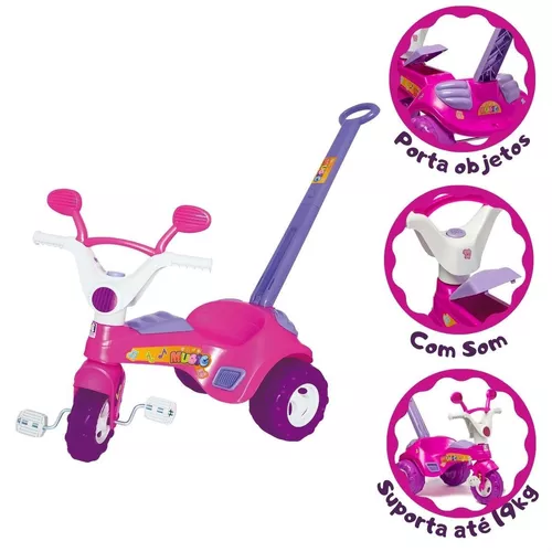 Triciclo Infantil C/ Empurrador Motoca Carrinho Passeio Bike