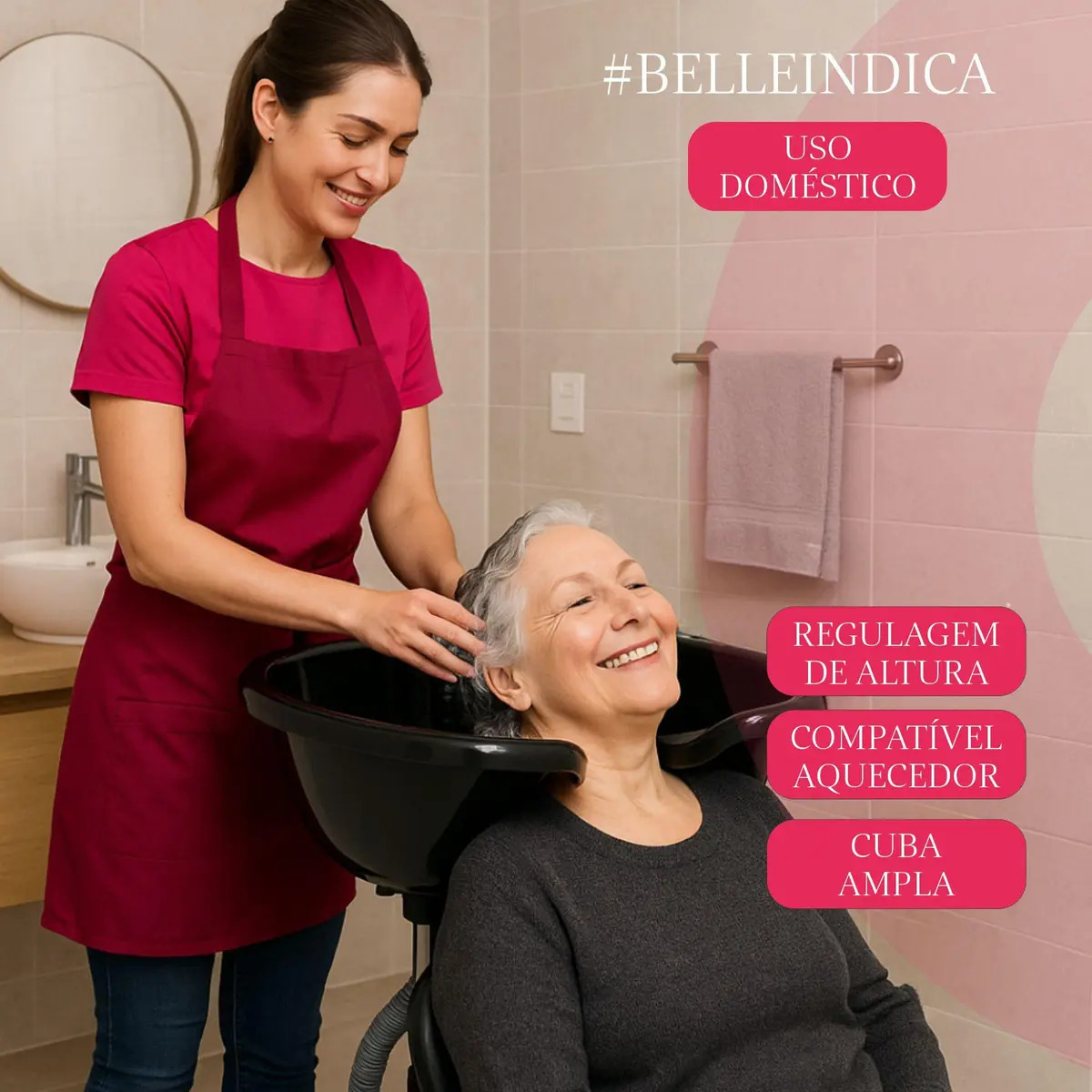 Lavatório de Cabelo Portátil Profissional Cuba Preta com Regulagem de Altura e Ducha Para Salão de Beleza Cabeleireiro Clínica Estética Uso Doméstico Enfermeiras Pessoas Acamadas B