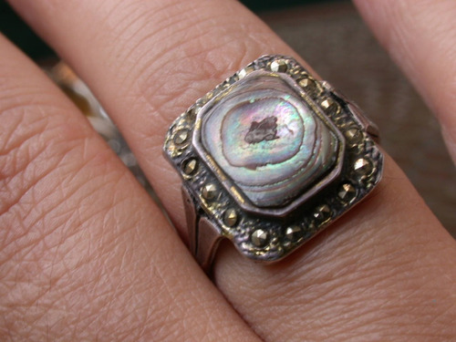 Luli Anillo Plata 925 Marquesitas Antiguo Nacar Abalone Rect