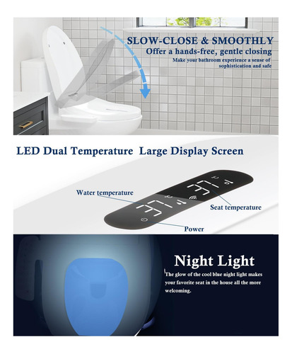 Asiento De Inodoro Electrónico De Bidet De Cioreznt Alargado