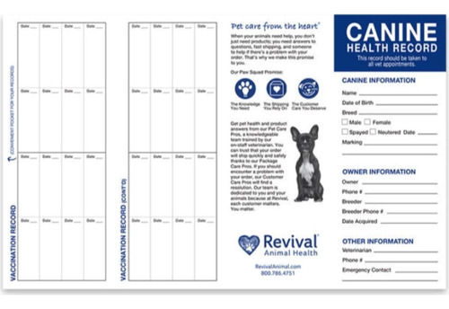 Registros De Salud Para Perros Revival Animal Health 25 Pk
