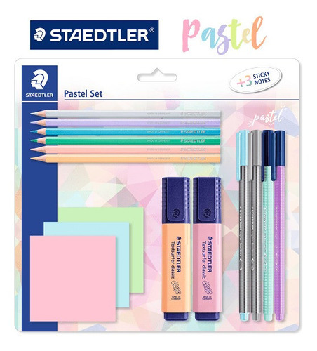 Kit Pastel Set Staedtler - Canetas E Lapis De Cor 15 Itens