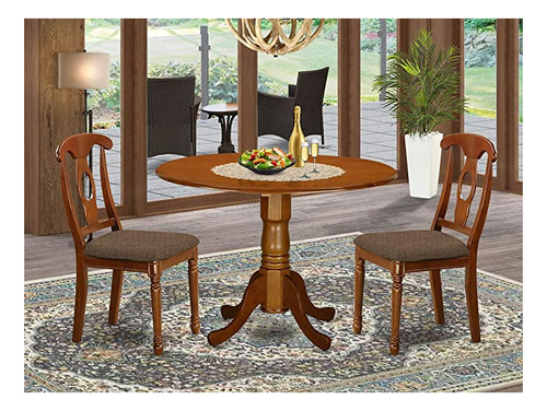 East West Furniture Dlna3-sbr-c - Juego De Comedor De 3 Pie.