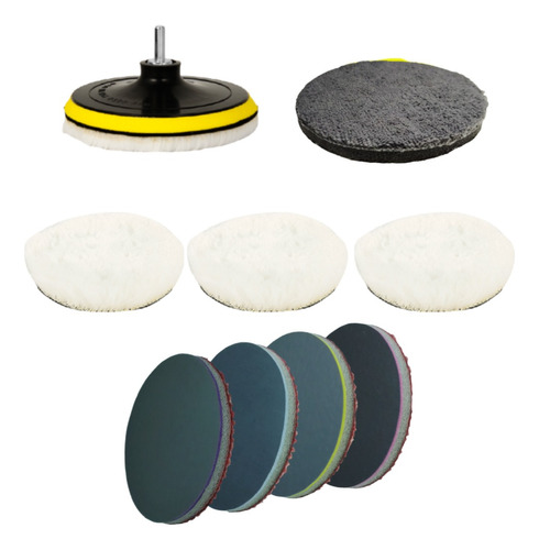 Kit Pulido De Ópticas 7 Pads + Backing Plate (4 Pads Lija)