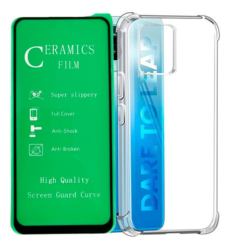 Estuche Transparente + Vidrio Ceramic Para Realme 8 / 8 Pro