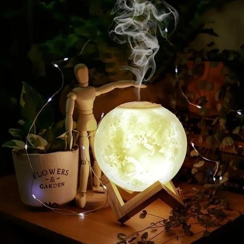 Luminária Umidificador E Aromatizador Lua Cheia 3d Cor Branco