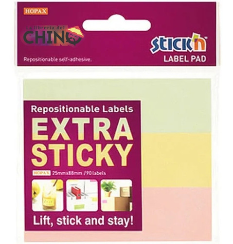 Notas Adhesivas Stickn 3 Pads 25x88mm Pastel Reposicionables