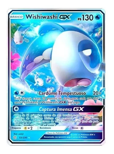 Carta Pokemon Wishiwashi GX Português 38/145 ou 63/236 Card