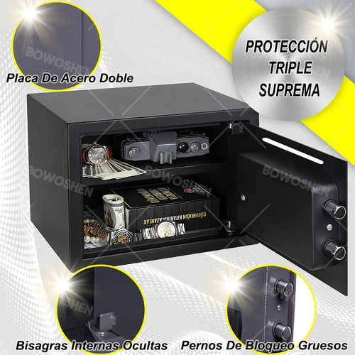 Caja De Seguridad Caja Fuerte Grande Combinación Y Llave Color Negro