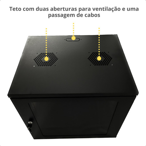 Mini Rack De Parede 12u X 470mm Padrão 19 Desmontável Preto