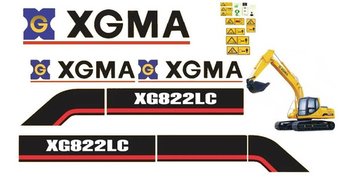 Kit Adesivos Escavadeira Hidráulica Xgma Xg822lc