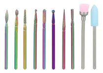 Comprar Kit X10 Brocas Para Torno Eléctrico Uñas Gel Gadnic Rainbow