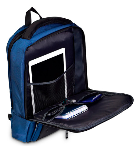 Mochila Para Notebook 15.6 Prime Preto com Azul Goldentec