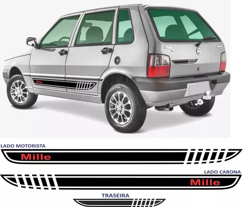 Faixas Lateral Fiat Uno Mille Way Economy 2 E 4 Portas Kit