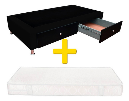 Combo Base Cama 90x190 Con Cajones + Colchón Anatómico.