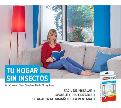 Imagen 9 de 9 de Mosquitero Ventana! Tesa Insect Stop- 1,30m X 1,50m- Negro