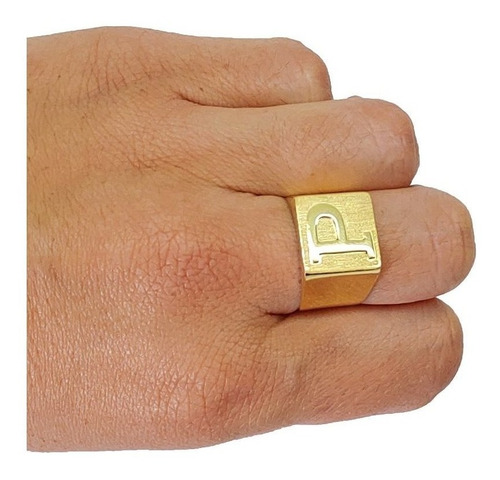 Anel Masculino Com Letra Ouro 18kl / 750 A Vista Oj