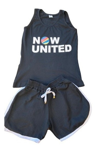 Conjunto Regata Short + Blusa Preta Now United Pop Melhor