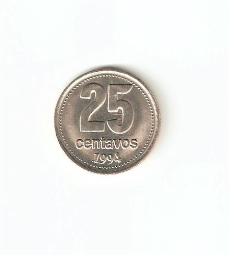 Monedas Argentinas 25 Centavos 1994 T. Ancha; P. Tablero Sc