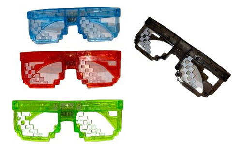 6 Lentes Pixel Led Rgb Multicolor Gafas Colores Fiesta