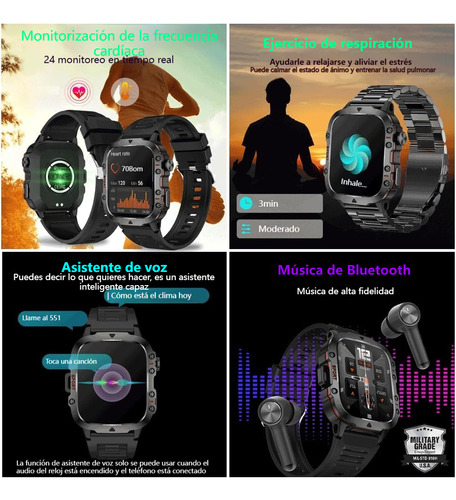 Smart Watch Hombres Bluetooth Contestar Llamada Reloj Inteligente Asistente De Voz Deportivo Smartwatch De Color Caqui