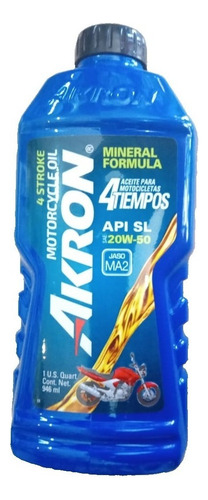 Aceite Akron 4t Moto 20w50 Honda Italika Yamaha Suzuki Vento