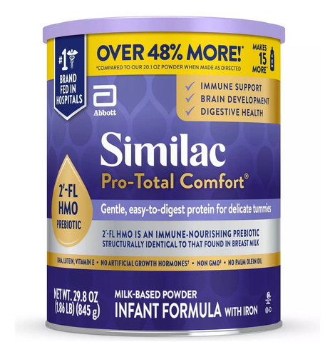 Similac Pro Total Comfort 874gr Sabor Sin Sabor