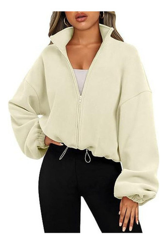 Chaqueta Polar Con Cremallera Y Cuello Levantado Para Mujer