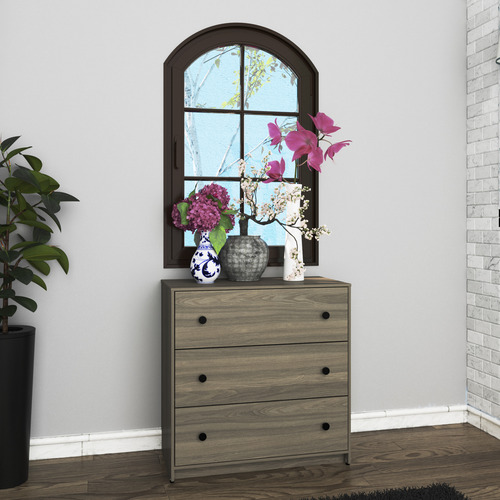 Cómoda - Modena, Mueble Armable Para Ropa De 3 Cajones Roble Touch