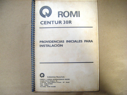 Manual Torno Romi Centur 30r - Em Inglês / Por -- 1613